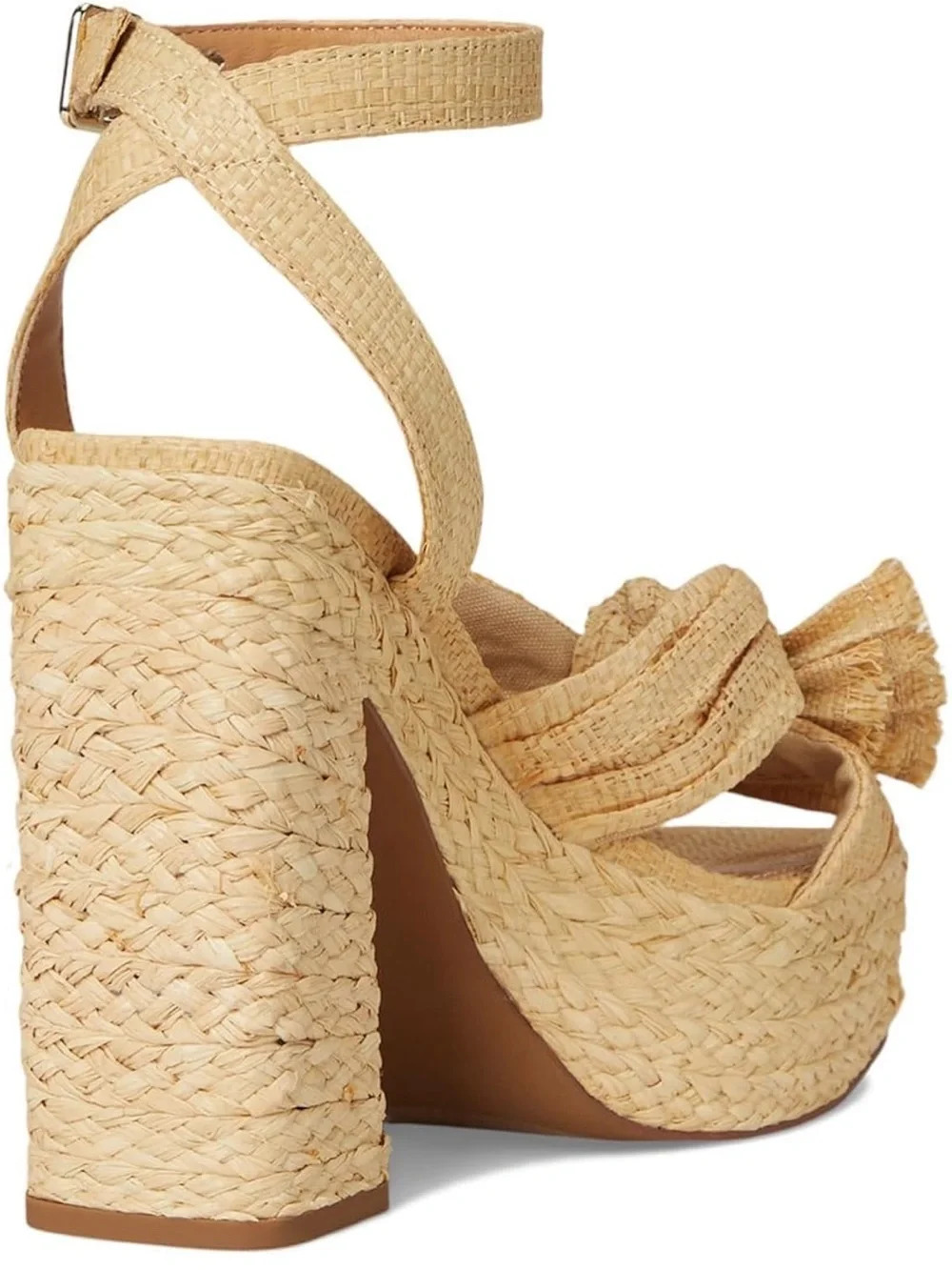 Steve Madden Women’s ROMEY Natural Raffia Bow Platform Sandals Sz 9.5 NWOB